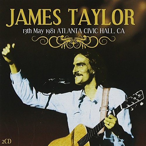 James Taylor performing with a guitar, concert album cover, 1981.