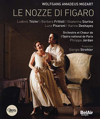 Opera cover featuring two singers in 18th-century attire, “Le Nozze Di Figaro.”