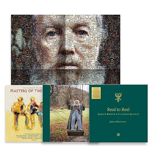 Vinyl record cover featuring a mosaic portrait and accompanying booklet images.