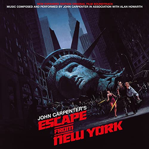 Escape from New York album cover featuring the Statue of Liberty and figures.