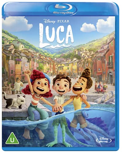 “Luca” Blu-ray cover featuring three animated children by the sea.