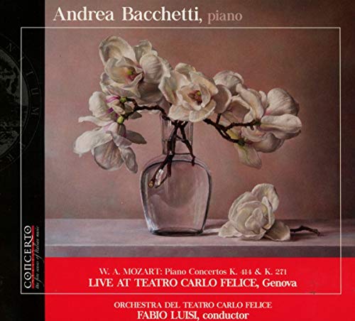 CD cover: orchids in a vase, text naming Mozart piano concertos.