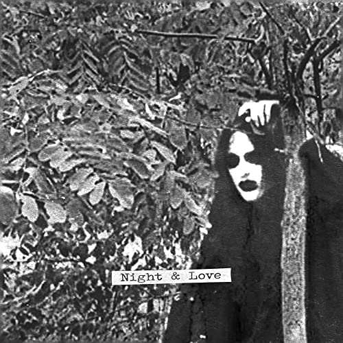 Black and white CD cover featuring a person with corpse paint in foliage.
