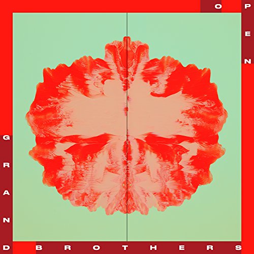 Album cover for Grandbrothers’ OPEN, featuring red and green abstract art.