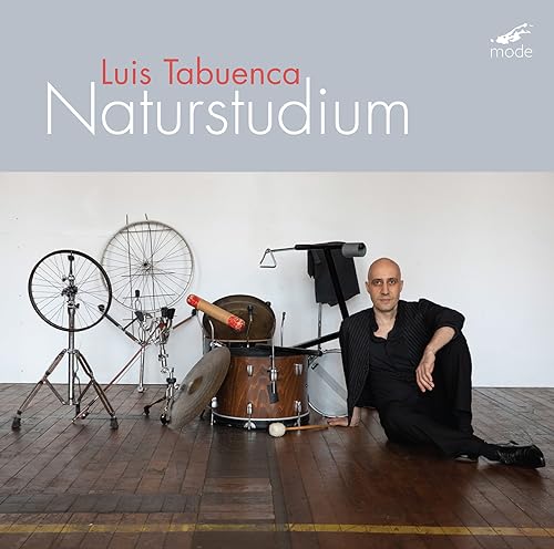 Luis Tabuenca sits amongst percussion instruments in a bright room.