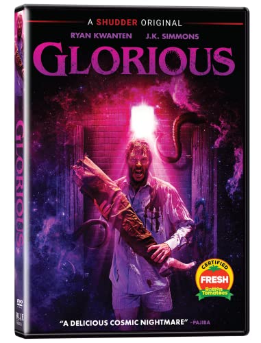 DVD cover for horror film "Glorious" featuring a man and tentacles.
