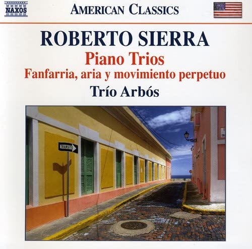CD cover for Roberto Sierra’s Piano Trios with a street scene.
