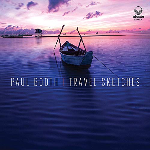 CD cover: small blue boat on calm water at sunset.