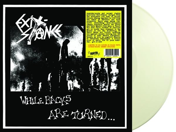 Coloured vinyl record with black and white cover art of a lone figure.