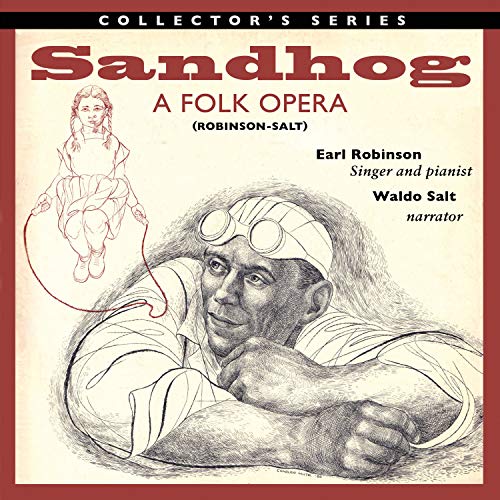 “Sandhog” CD cover: sketch of a worker, girl jumping rope, text details.