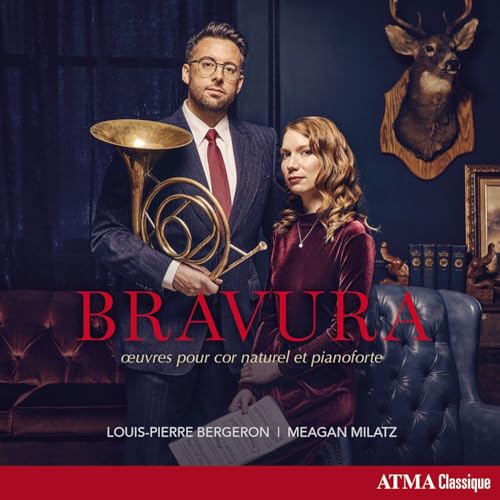 CD cover featuring musicians with a brass horn and deer head mount.