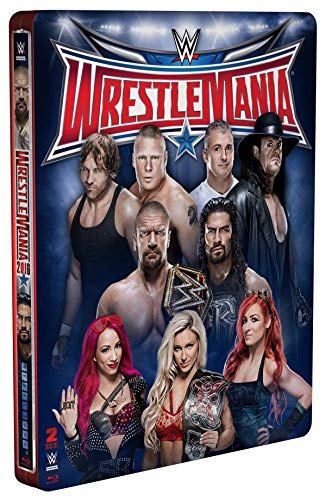 WWE WrestleMania 32 Blu-ray case featuring professional wrestlers.