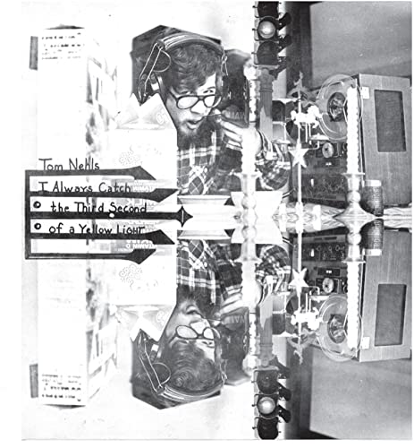 Black and white CD cover featuring a man with headphones and vintage electronics.