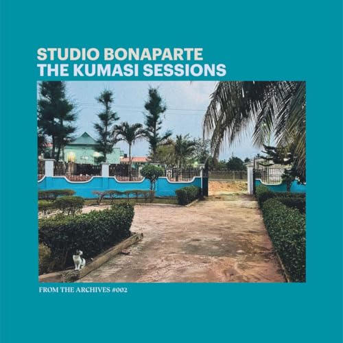 Vinyl album cover depicting a garden path and buildings in Ghana.