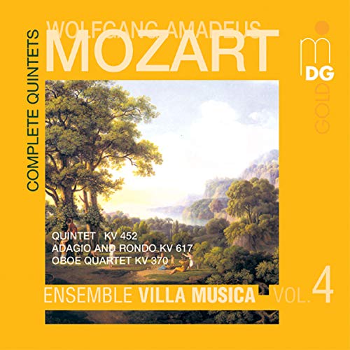 CD cover for Mozart’s “Complete Quintets” featuring a landscape painting.