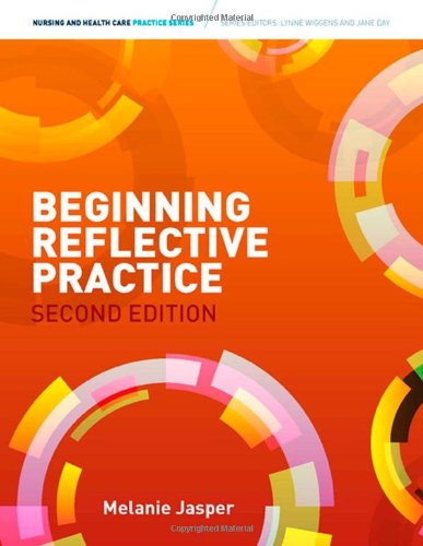 Book cover for Beginning Reflective Practice Second Edition by Melanie Jasper with orange background.