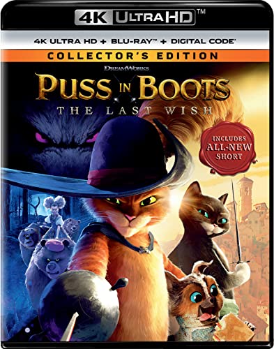 Puss in Boots Blu-ray cover featuring the cat and supporting characters.