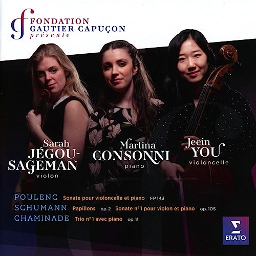CD cover featuring three musicians: two violinists and a pianist.