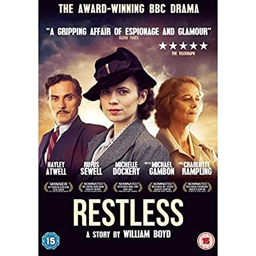 DVD cover for "Restless" featuring three people in vintage clothing.