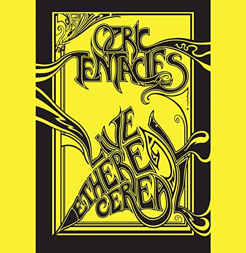 Yellow CD cover with ornate black lettering: "Ozric Tentacles - Live Ethereal Cereal".