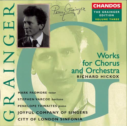 CD cover for Grainger works featuring a portrait and teal design.