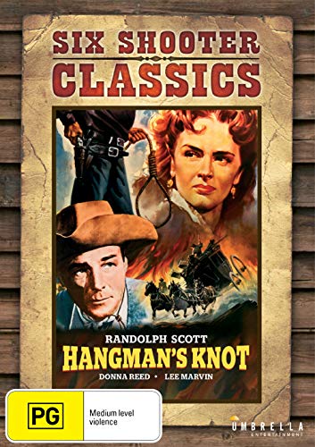 DVD cover for "Hangman's Knot" featuring cowboys, a woman, and a noose.