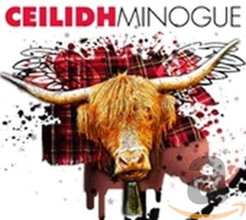CD cover: Highland cow with tartan and paint splatters.