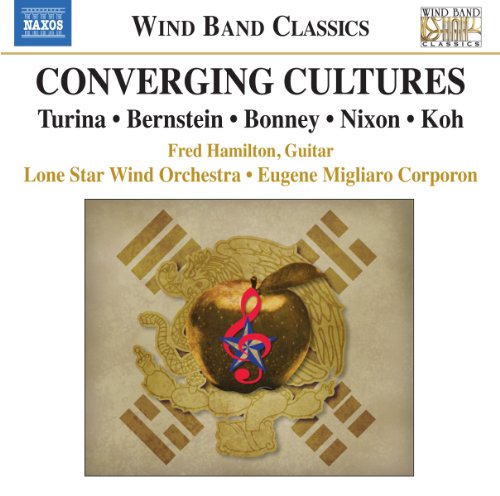 CD cover for "Converging Cultures" featuring a guitar and Korean imagery.