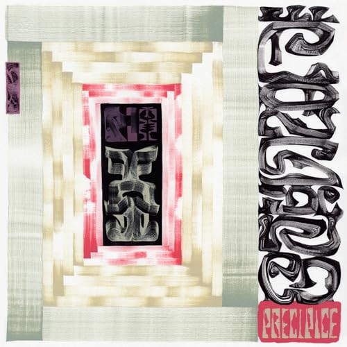 Album cover with abstract black calligraphy, a central red-bordered rectangle, and beige textured background.
