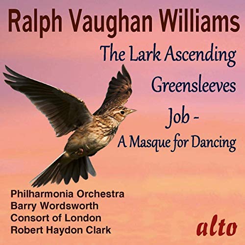 CD cover: lark in flight with text for Vaughan Williams’ music.
