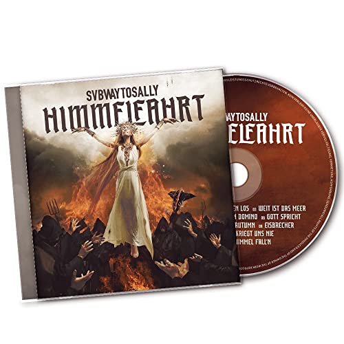 CD case for Subway To Sally’s “Himmelfahrt” album, featuring fiery artwork.