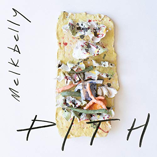 Album cover for Melkbelly’s “PITH” featuring abstract food collage art.