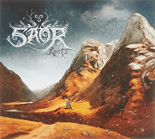 CD cover: mountains, swirling script, and a lone figure in a valley.