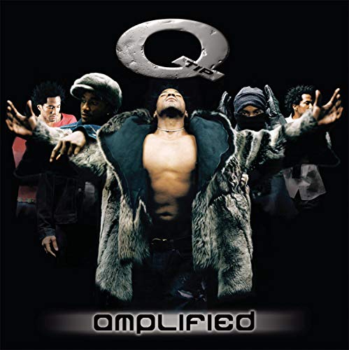 Q-Tip "Amplified" CD cover featuring a group of men in dark clothing.