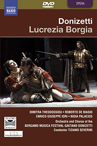 DVD cover for Donizetti’s *Lucrezia Borgia* opera, featuring performers in costume.