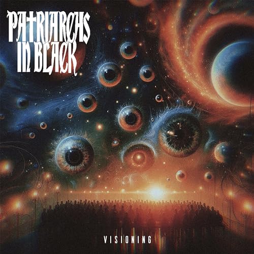 CD cover for “Visioning” by Patriarchs In Black, with many eyes and a crowd.