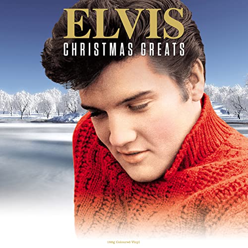Elvis Presley album cover featuring a winter scene and red sweater.