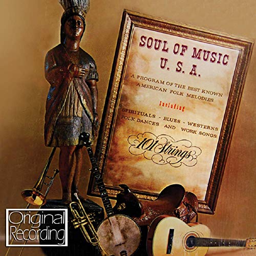 CD cover featuring a wooden statue, instruments, and vintage poster text.