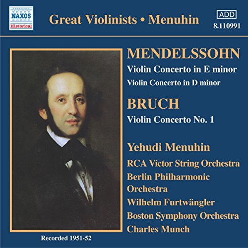 CD cover featuring a portrait of violinist Yehudi Menuhin and composers’ names.