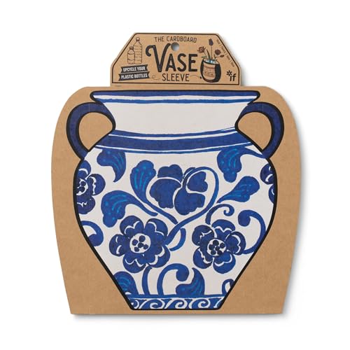 Cardboard Vase Sleeve - Blue & White Floral