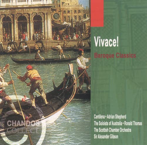 CD cover: Venetian gondolas and buildings, text “Vivace! Baroque Classics”.