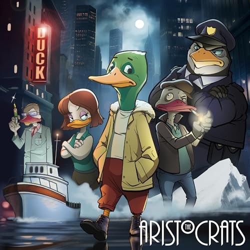 Cartoon ducks in a city scene, promoting “Aristocrats, The - Duck” vinyl.