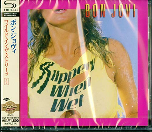 Bon Jovi “Slippen When Wet” CD cover with a wet-look portrait.