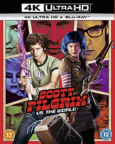 Scott Pilgrim vs. the World 4K Ultra HD Blu-ray cover with character collage background.