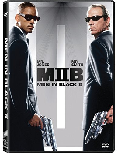 Men In Black 2" DVD cover featuring Will Smith and Tommy Lee Jones in suits.