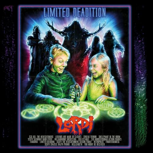 Lordi album cover: monsters and children in a spooky, colorful scene.