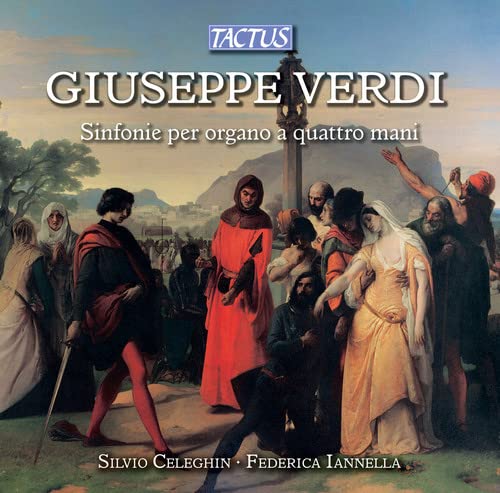CD cover for Verdi organ overtures, featuring a historical painting.