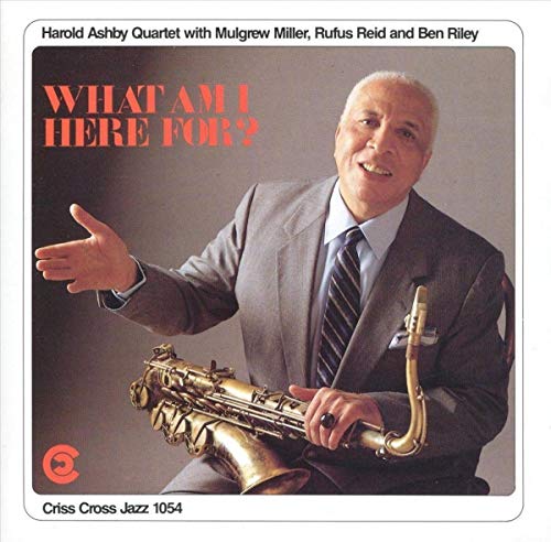 CD cover featuring Harold Ashby with saxophone, in a suit and tie.