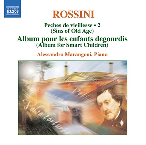 CD cover for Rossini’s “Peches de Vieillesse 2” featuring a portrait and landscape.