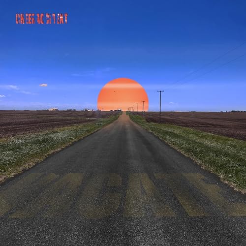 CD cover: long road receding towards a large orange sun.